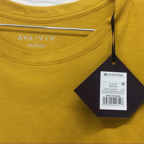 AVA & VIV T-Shirt Women's Plus Size 3x(24-26) Gold Scoop Neck Short Sleeve Comfy - Picture 5 of 6